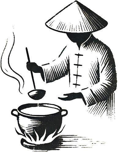 Custom Art Vietnamese Chef Cooking Over Tradition Cauldron